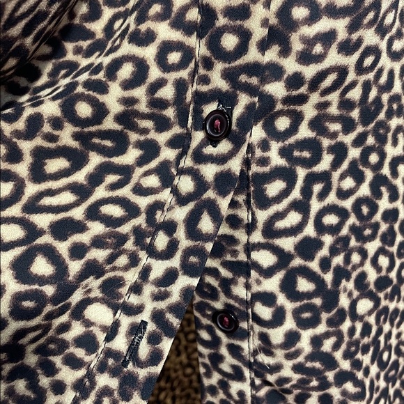 Spense Animal Print Shirt Midi Dress Size 14 Long Sleeve Brown Tan Button Up - Picture 7 of 14